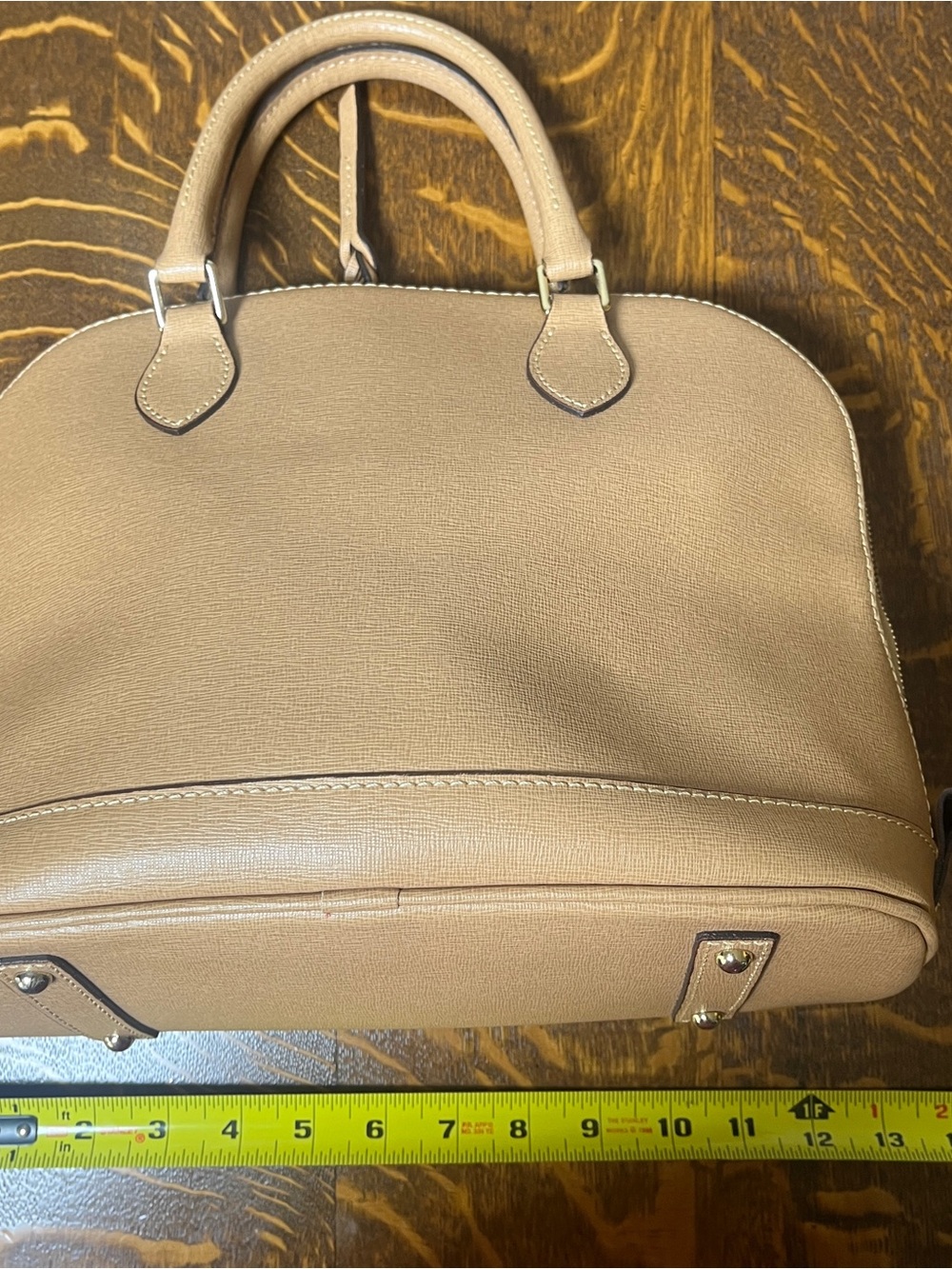 Dooney & Bourke Sorrento Zip Zip Camel Dome Satchel with Gold Hardware Purse. - Picture 4 of 7